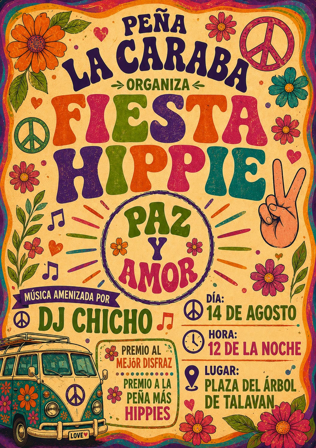 Cartel de Fiesta Hippie - Talavan